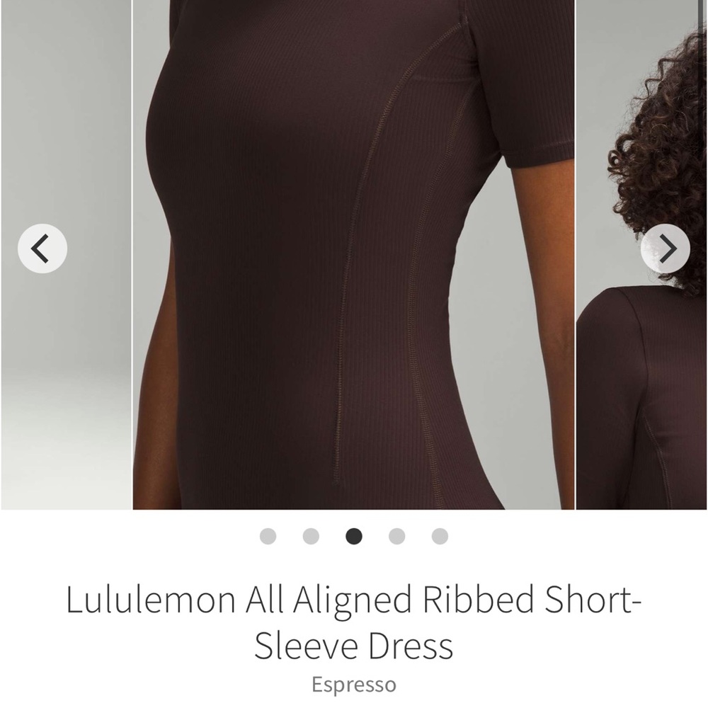 Lululemon All Aligned Ribbed Short-Sleeve Dress Espresso Sz 6 - Picture 3 of 9